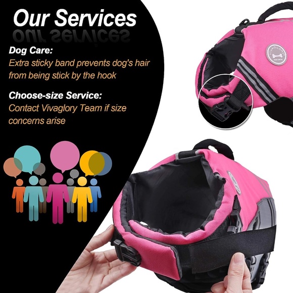 VIVAGLORY Sports Style Dog Life Jacket w Superior Buoyancy & Rescue Handle PINK - Picture 7 of 7